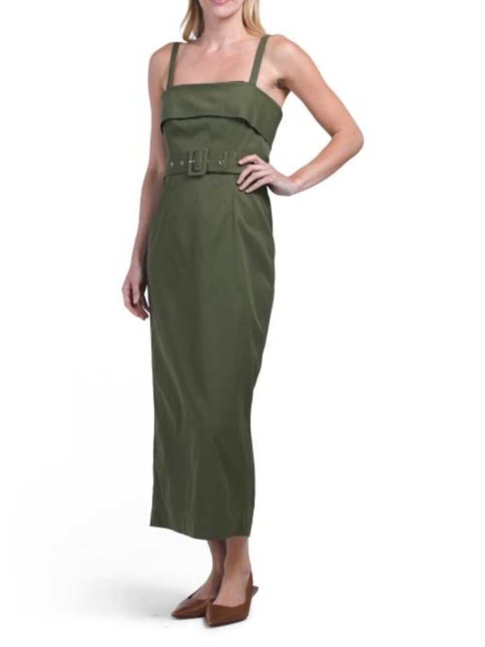 TOCCIN Raina Belted Midi Dress